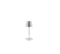Zafferano Poldina Pro Mini Lámpara de Mesa LED Inalámbrica Recargable - Lámpara Táctil Regulable con Acabado Galvánico - Temp. Luz 2700 - 3000K - Aluminio H30 (Cromo Pulido)