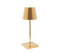 Zafferano Poldina Pro Mini Lámpara de Mesa LED Inalámbrica Recargable - Lámpara Táctil Regulable con Acabado Galvánico - Temp. Luz 2700 - 3000K - Aluminio H30 (Oro Brillante)