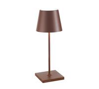 Zafferano, Poldina Pro Mini, Lámpara de Mesa Recargable e Inalámbrica con Control Táctil, También Adecuada como Lámpara de Exterior, Atenuador, 2200-3000 K, Altura 30 cm, Color Corten
