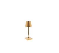 Zafferano Poldina Pro Mini, Lámpara LED Inalámbrica Recargable, Regulador Táctil, Larga Duración con Multicargador USB (EU/UK/US) H30 cm Cuerpo de Aluminio con Acabado Galvánico Brillo - Oro