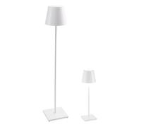 Zafferano, Set Lámparas Poldina Pro + Poldina XXL, Lámparas de Mesa y de Pie, Recargables e Inalámbricas con Control Táctil, Adecuada para Interiores y Exteriores, Atenuador, Color Blanco