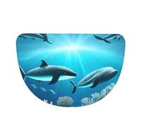 Zaixiansj Whales under the sea - Tapete para puerta de interior, 48 x 76 cm, semicircular, antideslizante, lavable, tapete absorbente de franela para puerta delantera, cocina, baño