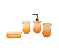 Zambuph Juego de accesorios de baño de lujo, jabonera, vaso para,Naranja | dientes, dispensador de loción, vaso para enjuague bucal, jabonera de encimera premium