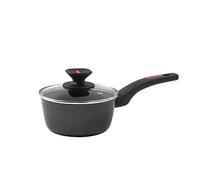 Zanetti Evolution - Cacerola para inducción, diámetro 16 cm, fondo antiadherente, alto espesor, cacerola con tapa, mango cómodo con mango, negro