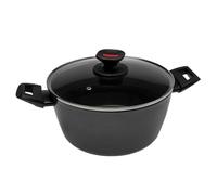Zanetti Evolution - Cacerola para inducción, diámetro 20 cm, fondo antiadherente, alto grosor, cacerola con tapa, mango cómodo con dos asas, negro