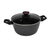 Zanetti Evolution - Cacerola para inducción, diámetro 24 cm, fondo antiadherente, alto grosor, cacerola con tapa, mango cómodo con dos asas, negro