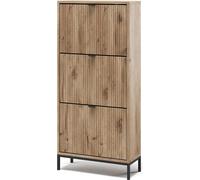 Zapatera abatible Vicco Eliza Roble vikingo 60 x 130 cm con 3 cajones plegables, Model 56431