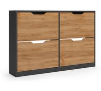 Zapatera abatible Vicco Luca Antracita/Roble dorado 116 x 77 cm con 2x2 compartimentos abatibles, Model 61412