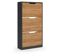 Zapatera abatible Vicco Luca Antracita/Roble dorado 59 x 111.5 cm con 3 compartimentos plegables, Model 61410
