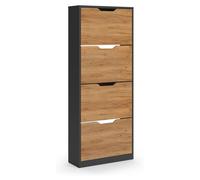 Zapatera abatible Vicco Luca Antracita/Roble dorado 59 x 146 cm con 4 compartimentos basculantes, Model 61414