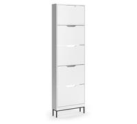 Zapatera abatible Vicco Luca Blanco 59 x 192 cm con 5 compartimentos basculantes, Model 61425