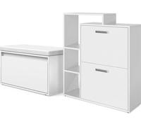 Zapatera abatible Vicco Orlando Blanco 2 partes, con banco, Model 43396