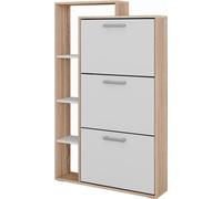 Zapatera abatible Vicco Orlando Blanco/Sonoma 80 x 128.3 cm con 3 compartimentos plegables, Model 58427