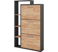 Zapatera abatible Vicco Orlando Oro power roble/antracita 80 x 128.3 cm con 3 compartimentos plegables, Model 58428