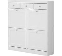 Zapatera abatible Vicco Vitto Blanco 100 x 99.5 cm con 3 cajones y 4 compartimentos plegables, Model 56458