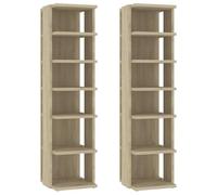 Zapatero 2 Pack Madera de Ingeniería Dub Sonoma 27,5x27x102 cm | 6 estantes por armario, almacenamiento compacto, acabado elegante, mueble fino para entrada y pasillo