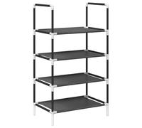 Zapatero 4 Niveles Negro 44x28x77 cm Tela No Tejida | Organizador multiusos, estructura de acero, tela transpirable, fácil de limpiar, para entrada, pasillo, baño