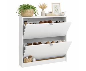 Zapatero Abatible Adaja, Mueble Zapatero con 2 Compartimentos en Color Blanco 71 x 15 x 86 cm