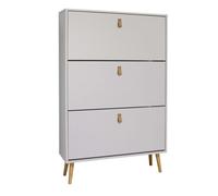 Zapatero anzio blanco pasillo recibidor 3 puertas abatibles melamina moderno 129x80x24 cm 129 cm