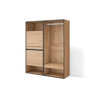 Zapatero, armario zapatos botas, 120x35x145cm, dormitorio, habitación, vestidor abierto, estilo moderno, roble