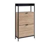 Zapatero belana con puertas abatibles 116x60x24 cm - negro/efecto roble [en.casa]