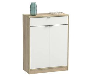 Zapatero Berlin (L x An x Al: 37 x 74 x 101 cm, Blanco/Roble cambrian)