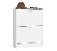 Zapatero con 2 compartimentos akord blanco 60 cm 2 puertas basculantes frente en color blanco 60x20x80 cm