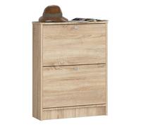 Zapatero con 2 compartimentos akord roble sonoma 60 cm 2 puertas basculantes frente en color roble sonoma 60x20x80 cm
