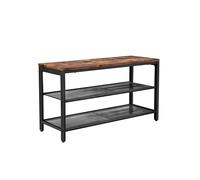 VASAGLE - Banco para Zapatos, 80 x 30 x 44,5 cm, Mueble para Zapatos de 2 Niveles de Malla, Almacenamiento de Zapatos, para Entrada, Metal, Estilo Industrial, marrón rústico y Negro LBS74X