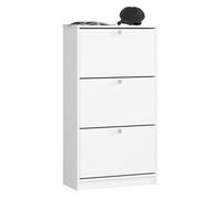 Zapatero con 3 compartimentos akord blanco 60 cm 3 puertas basculantes frente en color blanco 60x28,5x113 cm
