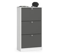 Zapatero con 3 compartimentos akord blanco 60 cm 3 puertas basculantes grafito gris 60x28,5x113 cm