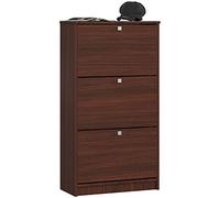 Zapatero con 3 compartimentos AKORD Wenge 60 cm 3 puertas basculantes frente en color Wenge 60x28,5x113 cm