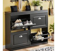 Zapatero con 4 Puertas Negro SoBuy FSR79-SCH
