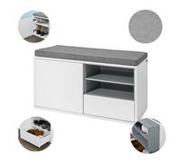 Zapatero con cajones, almacenamiento y banco con cojín, blanco/gris,fsr37-w sobuy 46 cm