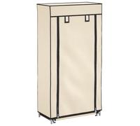Zapatero con Funda de Tela Color Crema 58x28x106 cm | 5 niveles,10 pares,funda no tejida con cremallera,ligero,fácil de mover,almacenaje ordenado