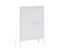 Zapatero de 2 compartimentos madera MDF diseño acanalado blanco Adelaide