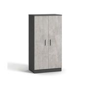 Zapatero de 2 puertas en gris grafito y gris cemento 55x108 cm liam