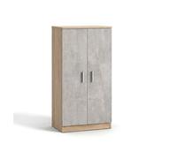 Zapatero de 2 puertas en roble canadian y gris cemento 55x108 cm liam