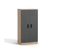 Zapatero de 2 puertas en roble canadian y gris grafito 55x108 cm liam