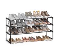 SONGMICS Zapatero de 3 Niveles, Zapatero de Metal, Organizador de Zapatos, para 15-18 Pares de Zapatos, Apilable, Pasillo, 30 x 117 x 55 cm, Negro LSA033B01