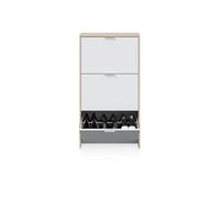 Zapatero de 3 puertas abatibles en roble y blanco 60x113 cm remi roble - blanco 60 x 113 x 22 cm