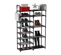 Zapatero de 9 niveles Almacenamiento de zapatos Organizador hasta 30-35 Pares Estante Torre Tubos de Metal con conectores de plástico