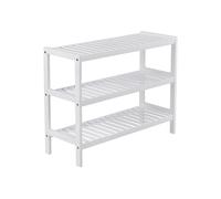 SONGMICS Zapatero, Bambú, Entrada, 3 Niveles, Blanco | Organizador de Zapatos, Plantas y Libros, para Entrada, Salón y Dormitorio, Blanco, Colección BAMBOU LBS13W
