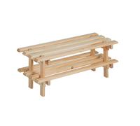 Zapatero de dos baldas apilable de madera de pino (30x75x25,9 cm)