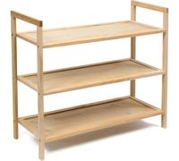 Zapatero de Madera - Zapatero Multiusos con Baldas - Organizador Zapatos 3 Baldas - Decoración para Recibidor, Dormitorio, Pasillo - Natural (Alto. 59 cm x Largo. 70 cm)