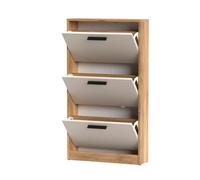 Zapatero eira 3 puertas | color roble miel - beige | diseño compacto y funcional | 60x17x108 cm
