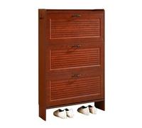 zapatero entrada recibidor Zapatero delgado de estilo chino, organizador zapatos independiente con 3 cajones abatibles, ahorro espacio, gabinete almacenamiento entrada gancho lateral(85x24x120CM)