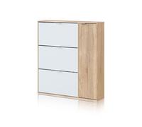 Zapatero eris 4 puertas blanco artik (blanco mate) - roble canadian 106 x 115 x 22 cm