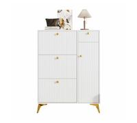 Zapatero estrecho 121x90x25 cm - 3 puertas abatibles, 1 cajón y 1 puerta - blanco