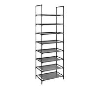 Zapatero estrecho 8 niveles | Estantería multiusos modular para zapatos | 140x30x45cm | Estante metálico ligero y resistente | Ideal para recibidor | armario | dormitorio o espacios reducidos (Negro)